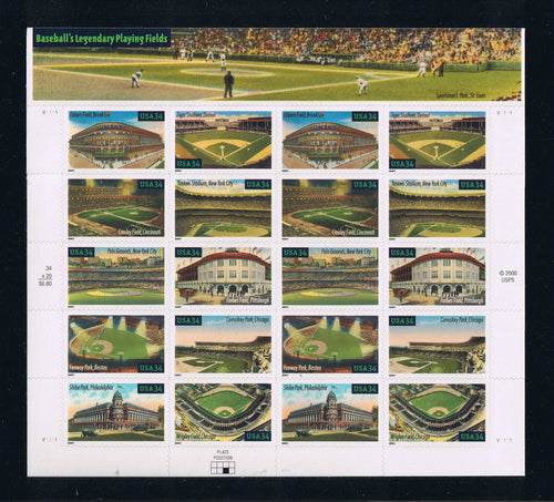 # 3510-19 (2001) Legendary Playing Fields - Pane, MNH