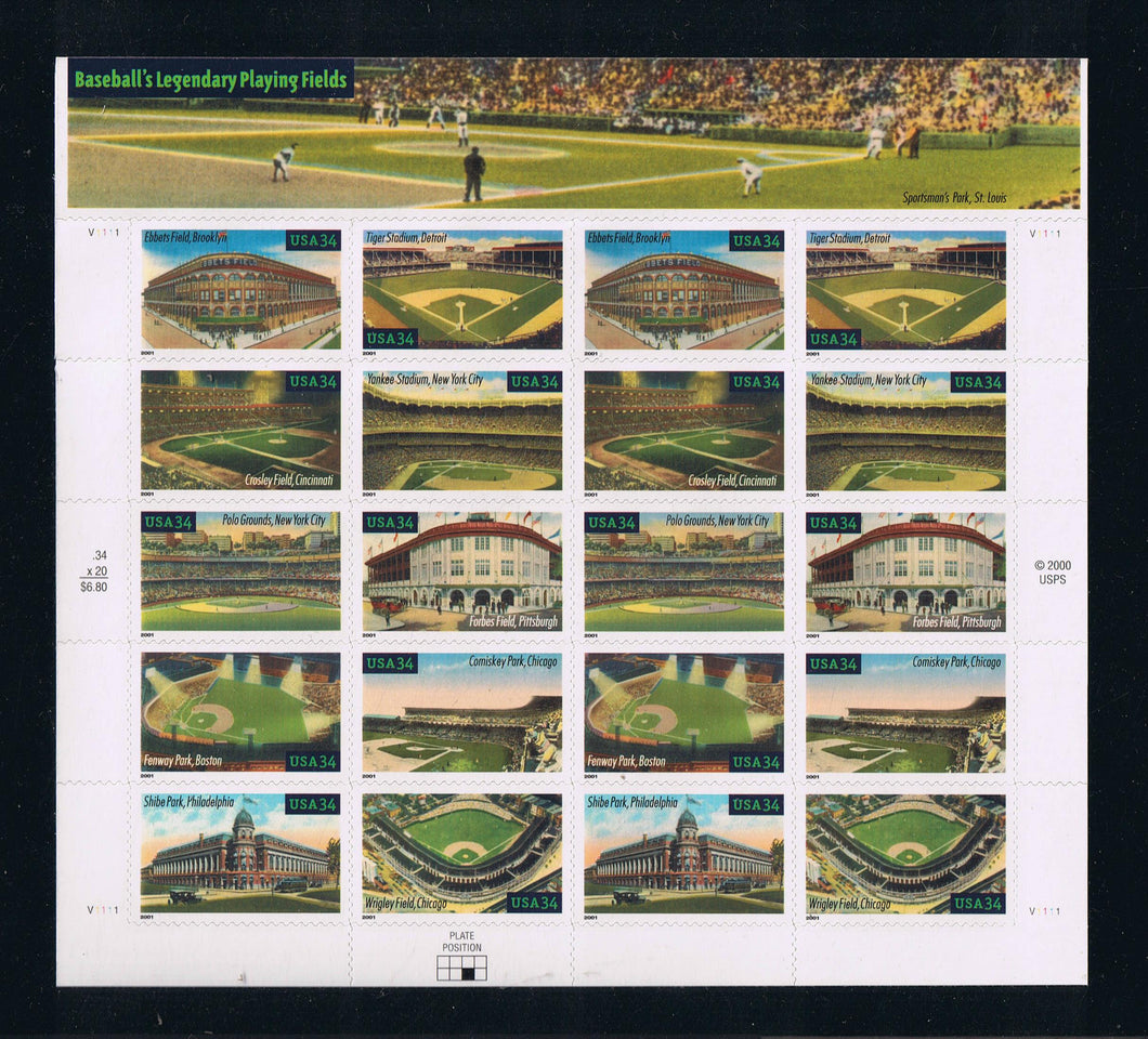 # 3510-19 (2001) Legendary Playing Fields - Pane, MNH