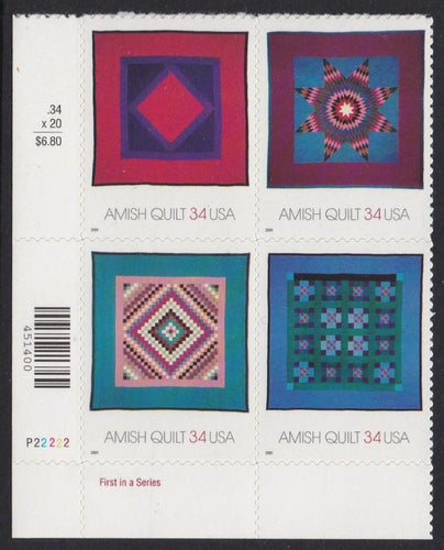# 3524-27 (2001) Amish Quilts - PB, LL #P22222, MNH