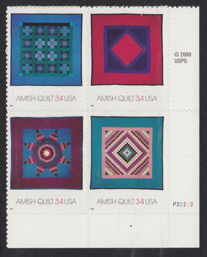 # 3524-27 (2001) Amish Quilts - PB, LR #P22222, MNH