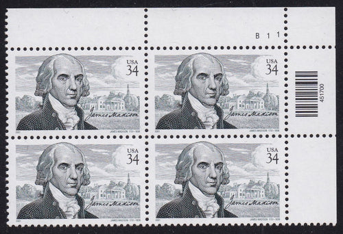 # 3545 (2001) James Madison - PB, UR #B11, MNH