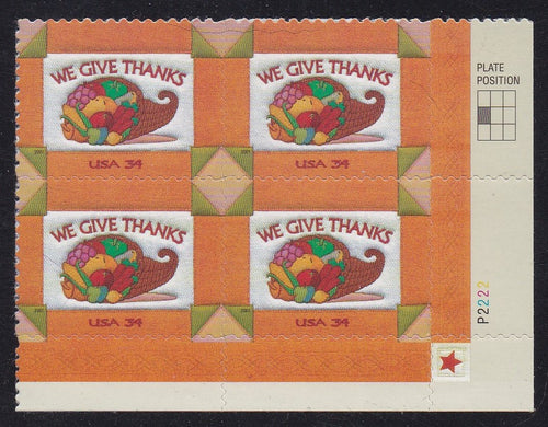 # 3546 (2001) Thanksgiving - PB, LR #P2222, MNH