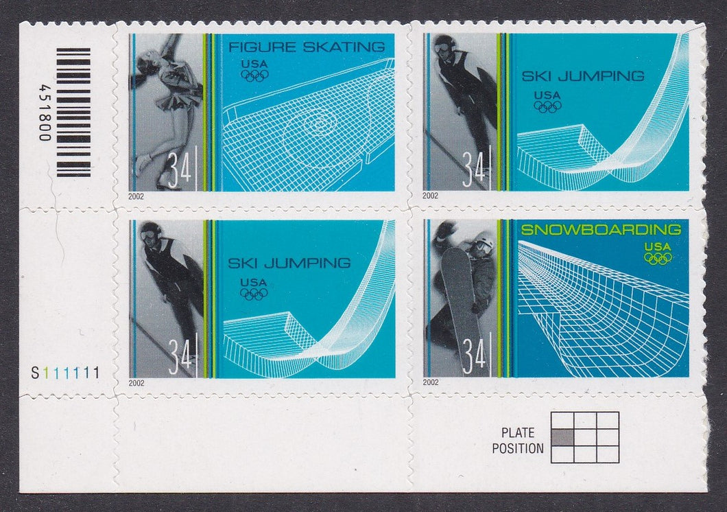 # 3552-55 (2002) Winter Olypmics - PB, LL #S111111, MNH