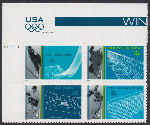 # 3552-55 (2002) Winter Olypmics - PB, UL #S111111, MNH