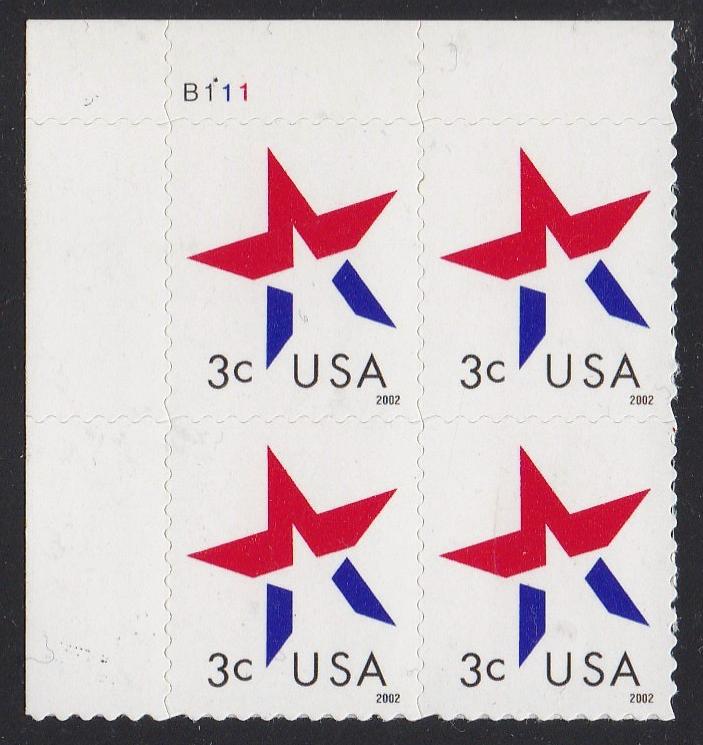 # 3614 (2002) Star, LR date - PB, UL #B111, MNH