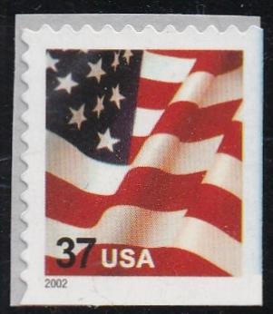 # 3636 (2002) Flag, 2002 year date, die cut 10.5x10.75, SP - Bklt sgl, MNH