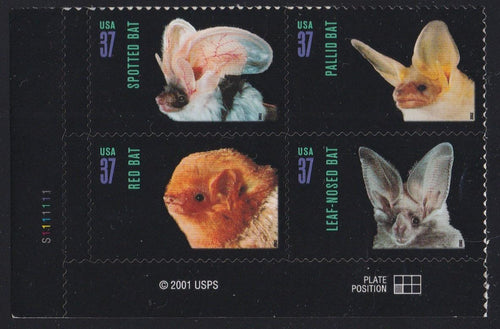# 3661-64 (2002) Bats - PB, LL #S1111111, MNH
