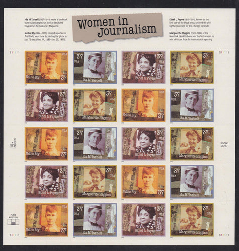 # 3665-68 (2002) Women Journalists - Pane, MNH