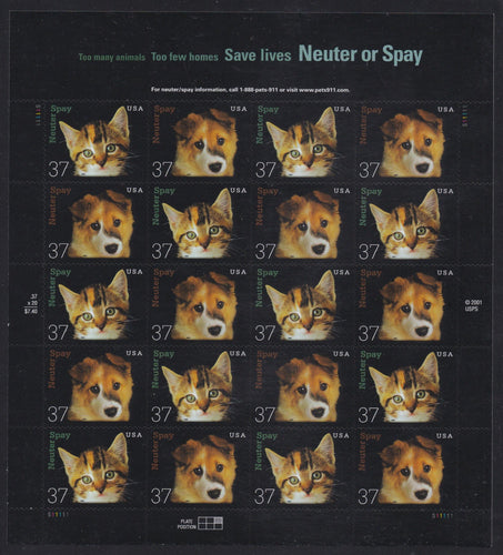 # 3670-71 (2002) Neuter/Spay - Pane, MNH