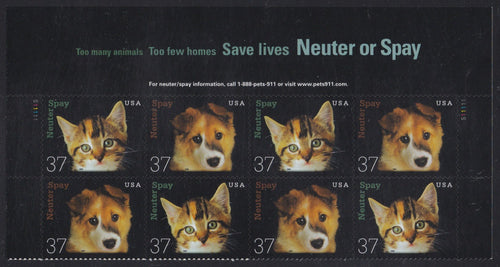 # 3670-71 (2002) Neuter/Spay - PB/8, Top mgn #S1111, MNH