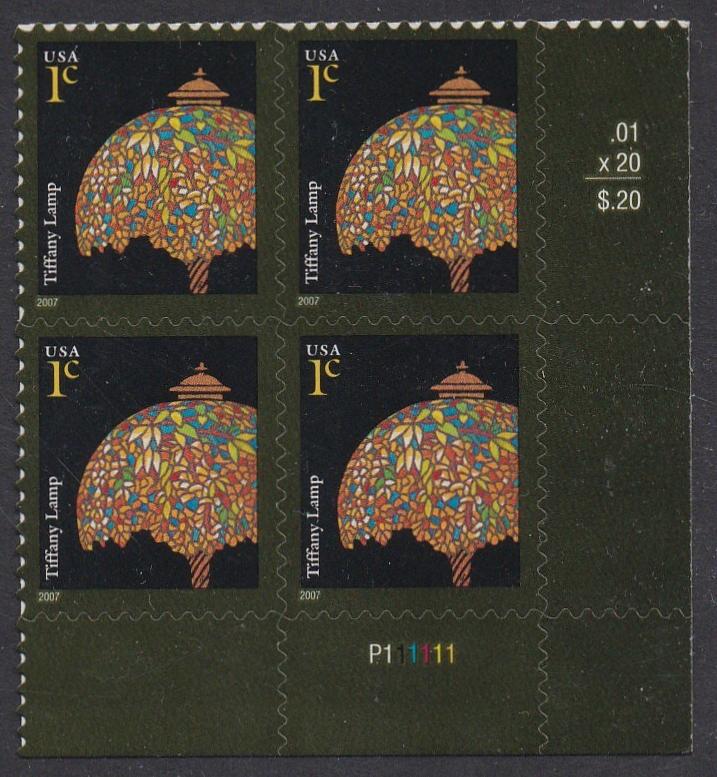 #3749 (2007) Tiffany Lamp, 2007 year date - PB, LR #P111111, MNH