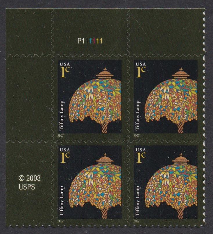 #3749 (2007) Tiffany Lamp, 2007 year date - PB, UL #P111111, MNH