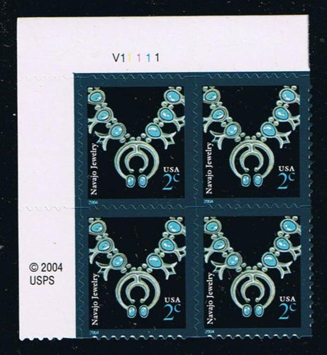 #3750 (2004) Navajo Necklace, Reprint, 2004 year date, brt blue - PB, UL #V11111, MNH