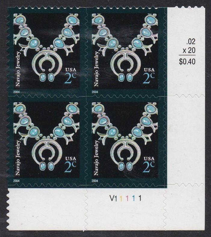 #3750 (2004) Navajo Necklace, dk blue - PB, LR #V11111, MNH
