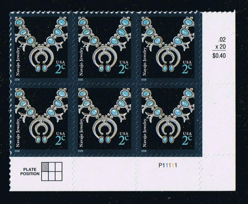 #3752 (2006) Navajo Necklace, 2006 year date, Microprint - PB/6, LR #P11111, MNH