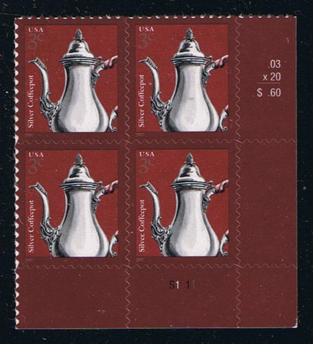 #3754 (2007) Silver Coffeepot - PB, LR #S1111, MNH