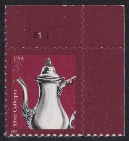 #3754 (2007) Silver Coffeepot - Plt sgl, UR #S1111, MNH