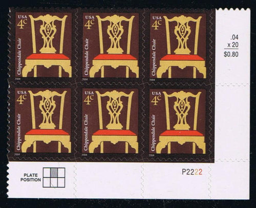#3755 (2004) Chippendale Chair, 2004 year date - PB/6, LR #P2222, MNH