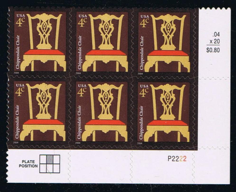 #3755 (2004) Chippendale Chair, 2004 year date - PB/6, LR #P2222, MNH