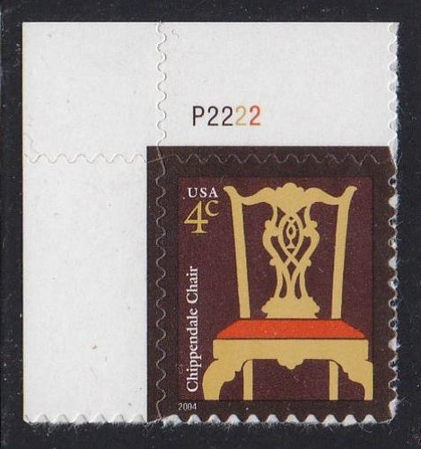#3755 (2004) Chippendale Chair, 2004 year date - Plt sgl, UL #P2222, MNH
