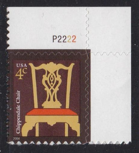 #3755 (2004) Chippendale Chair, 2004 year date - Plt sgl, UR #P2222, MNH