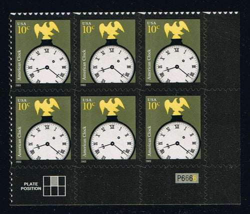 #3757b (2013) American Clock, 2003 year date, OA tag - PB/6, LR #P6666, MNH
