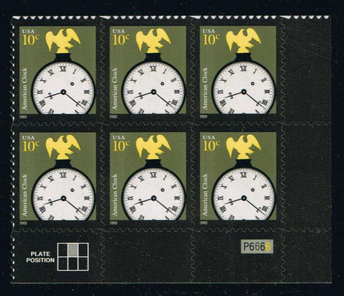 #3757b (2013) American Clock, 2003 year date, OA tag - PB/6, LR #P7777, MNH