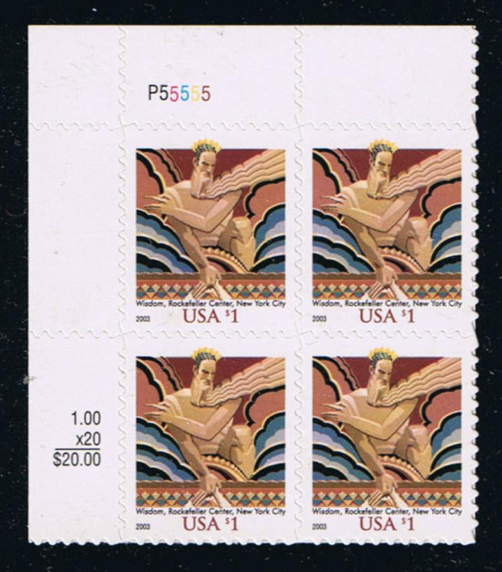 #3766 (2003) Wisdom, Rockefeller Center - PB, UL #P55555, MNH
