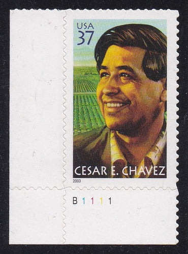 # 3781 (2003) Cesar Chavez - Plt sgl, LL #B1111, MNH