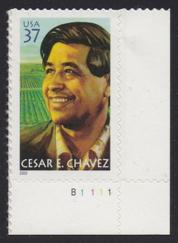 # 3781 (2003) Cesar Chavez - Plt sgl, LR #B1111, MNH