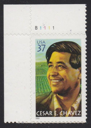 # 3781 (2003) Cesar Chavez -  Plt sgl, UL #B1111, MNH
