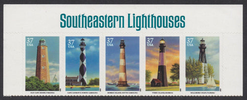 # 3791b (2003) Lighthouses - Strip/5, Dropped 37/USA, MNH