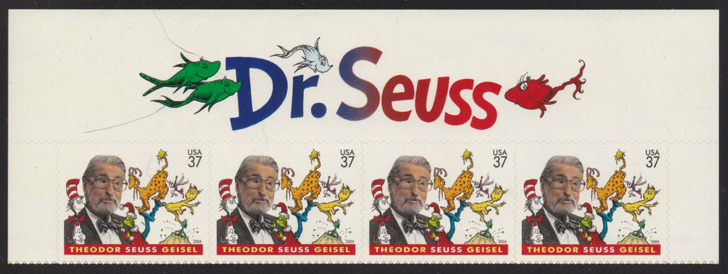 # 3835 (2004) Dr Seuss - Top Mgn Strip/4, MNH