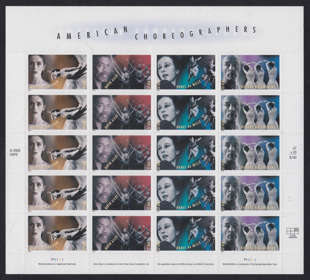 # 3840-43 (2004) Choreographers - Pane, MNH