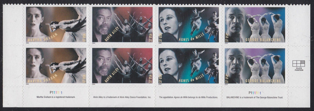 # 3840-43 (2004) Choreographers - PB/8, B #P111111, MNH