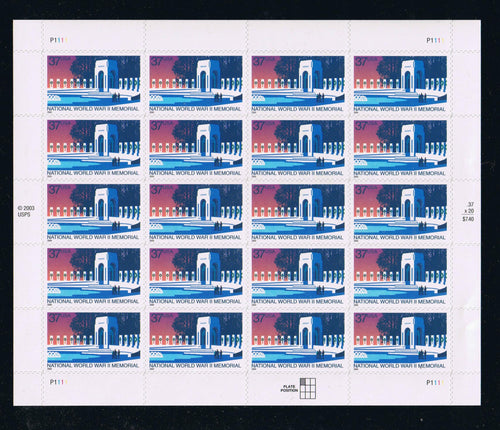# 3862 (2004) WW2 Memorial - Pane, MNH - AT FACE