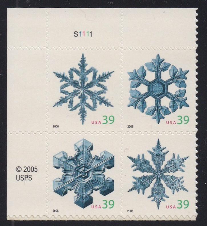 # 4101-04 (2006) Snowflakes - PB, UL #S1111, MNH