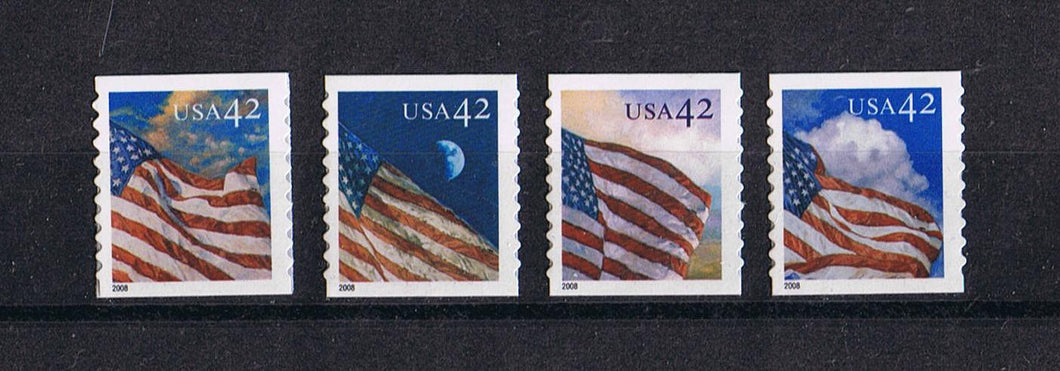 # 4232-35 (2008) Flag During the Day, Die Cut 9.5 - Coil sgls, Set/4, MNH