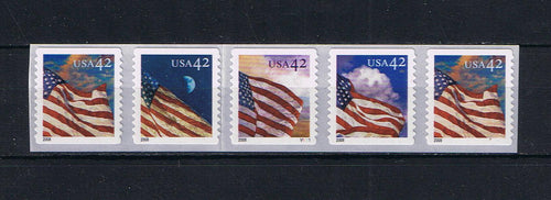 # 4244-47 (2008) Flag During the Day, Die Cut 11 - PS/5, #V1111 with 5-digit 1R BN, MNH