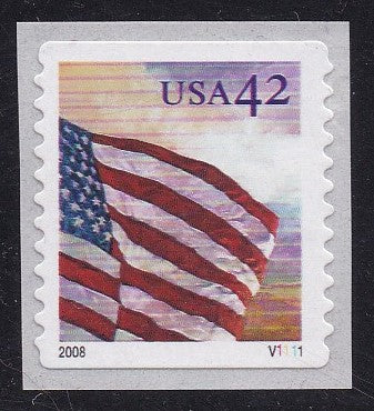 # 4246 (2008) Flag During the Day, Die Cut 11 - Coil plt sgl, #V1111, MNH
