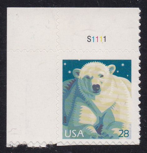 # 4387 (2009) Polar Bear - Plt sgl, UL #S1111, MNH