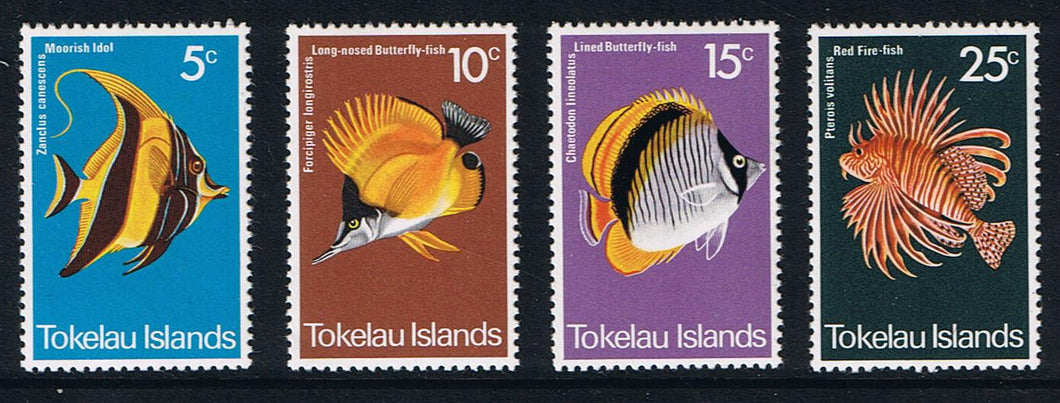 Tokelau # 45-48 (1975) Fish - Sgls, Set/4, MNH