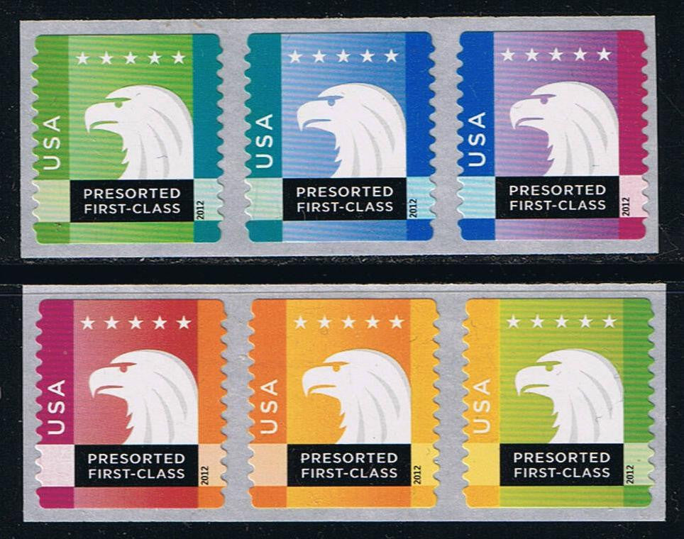 # 4585-90 (2012) Spectrum Eagle - Coil sgls, Set/6, MNH