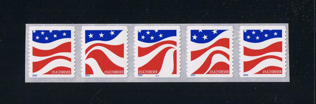 # 4894-97 (2014) Wavy Flag, bright white - PS/5, plt C11 with 5-digit 2R Back Number