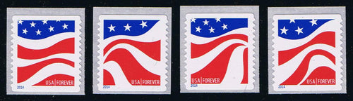 4894-97 (2014) Wavy Flags, dull white (muted) - Coil Sgls, Set/4, MNH