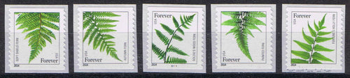 # 4973-77 (2015) Ferns, 2014 Date - Coil sgls, Set of 5, MNH