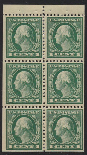 # 498e (1917) Washington - Bklt pane, Pos J, MNH