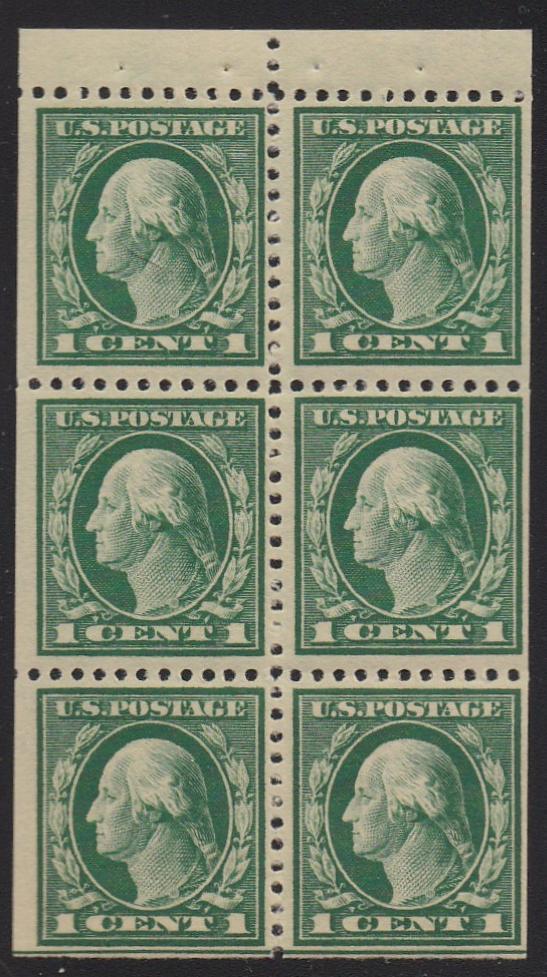 # 498e (1917) Washington - Bklt pane, Pos J, MNH