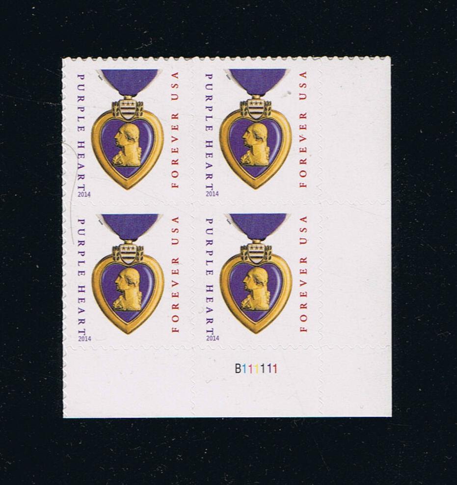 # 5035 (2015) Purple Heart, 2014 Date - PB, LR #B111111, MNH