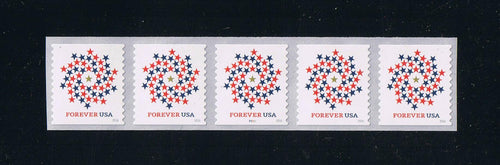 # 5130 (2016) Patriotic Spiral of Stars - PS/5, #P1111 with 4-digit 1L Back Number, MNH